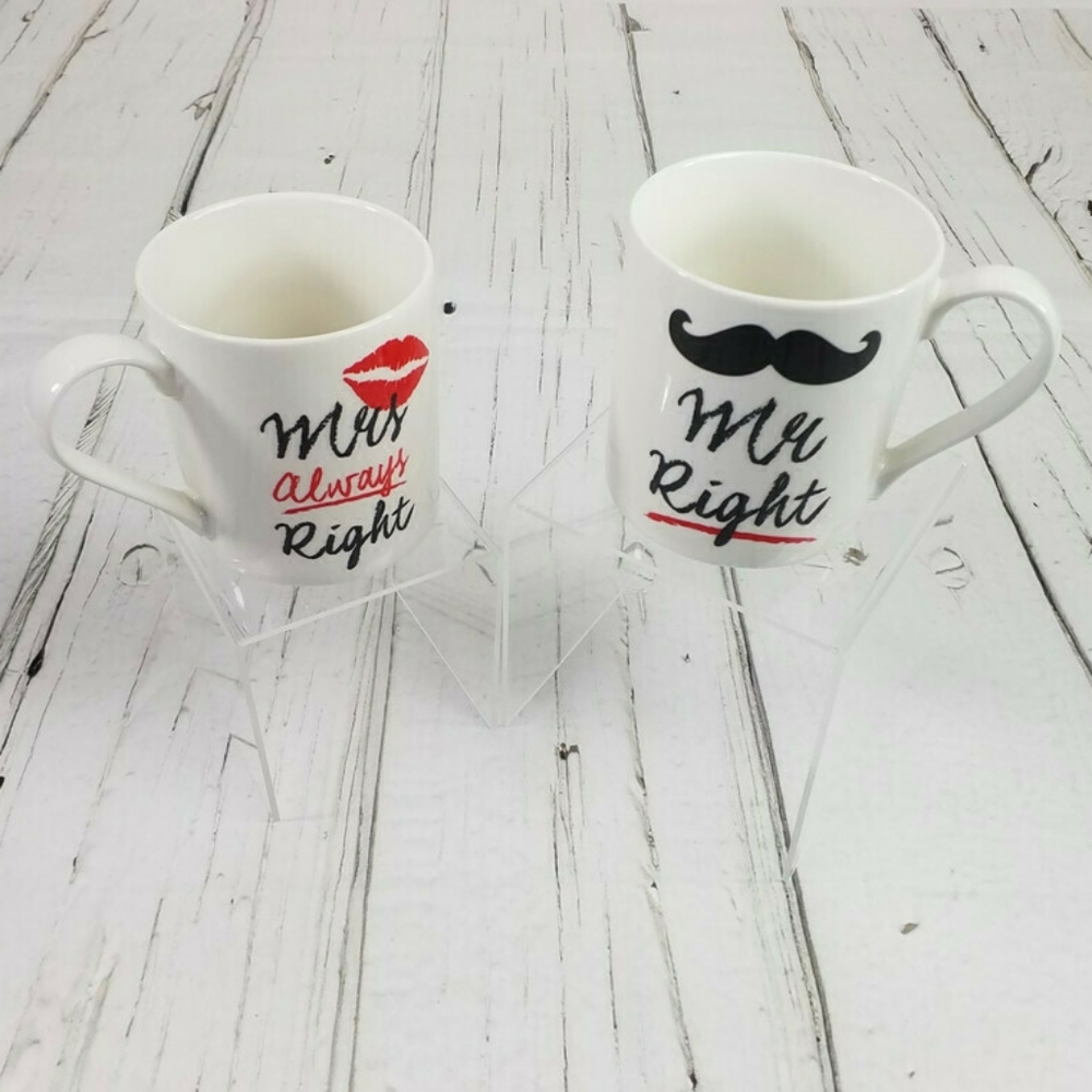 Home Essentials Mr. Right & Mrs. Always Right Coffee Tea Hot Cocoa Cups